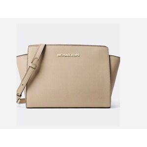 Michael Kors Nude Beige  Leather Small Selma Crossbody‎ Mini  Bag